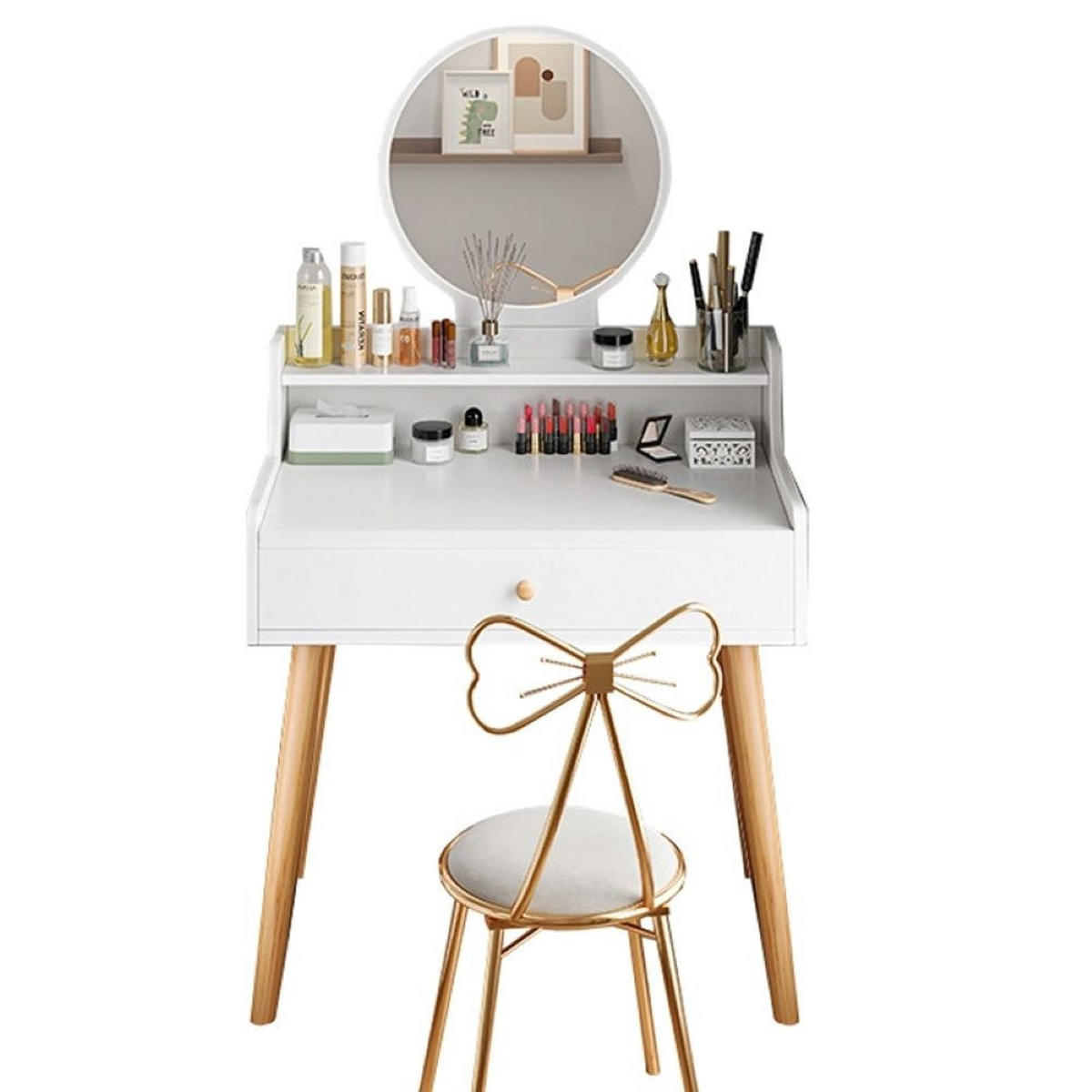 SCHMINKTISCH, weiß 70/40/85 cm - Weiß, Holzwerkstoff (40/85/70cm) - Rebiko