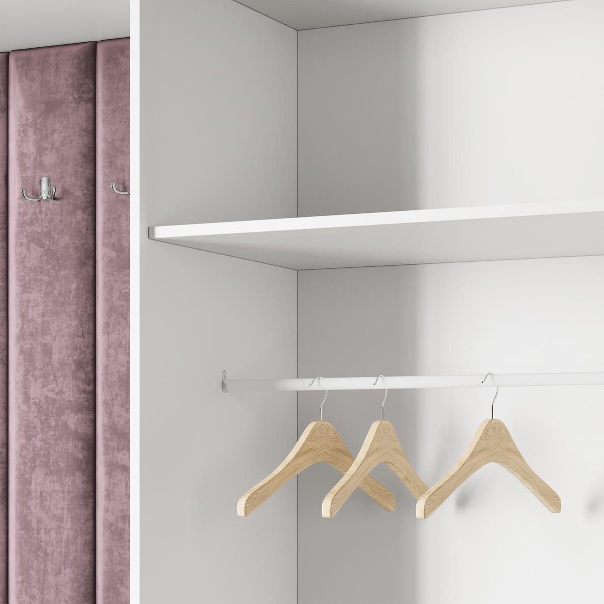 GARDEROBENSCHRANK REMA 120/240/60 cm Modern Garderobe-Set Eiche Lefkas - Eichefarben/Lila, Holzwerkstoff (120/240/60cm) - MASSENO