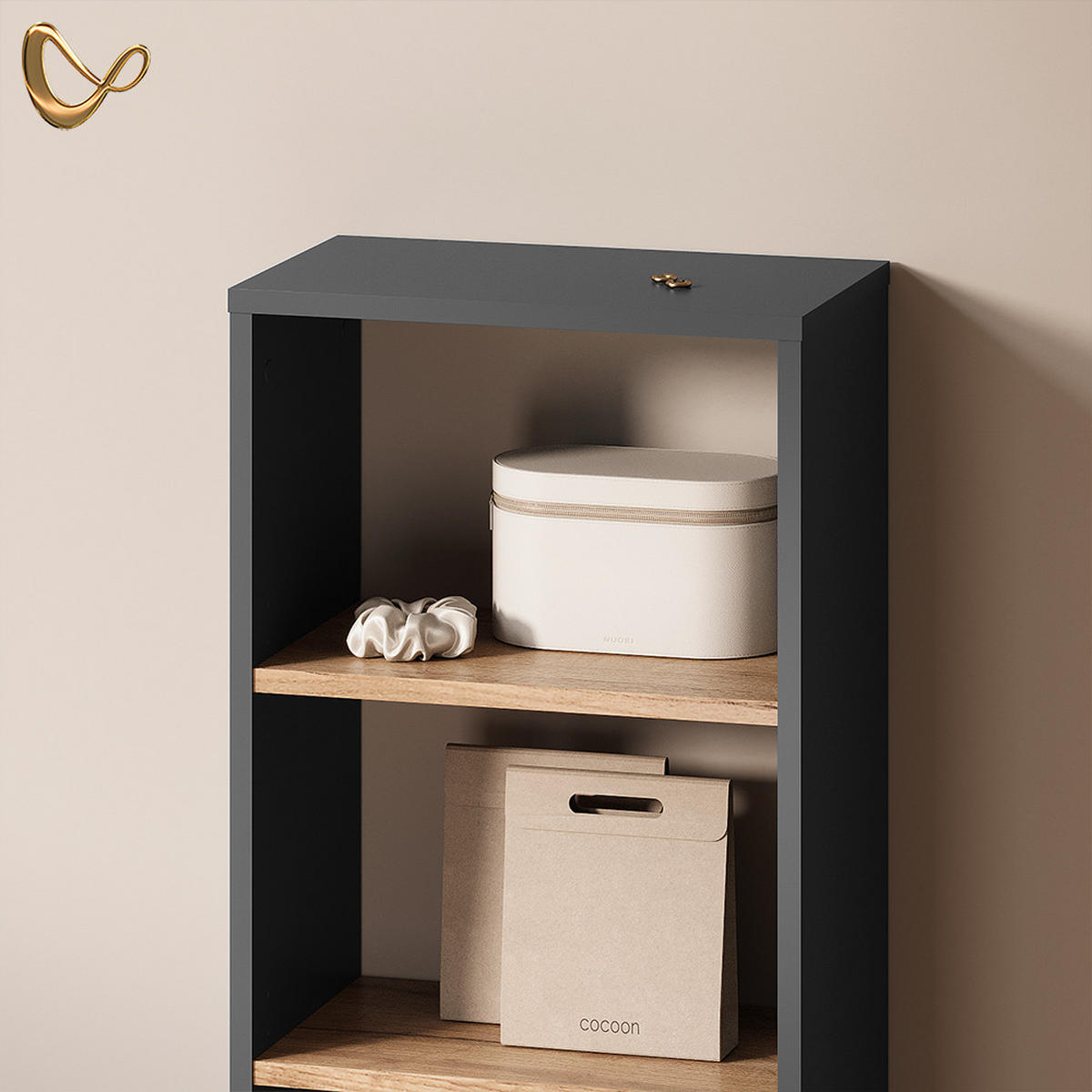 AUFBEWAHRUNGSREGAL Ortello Anthrazit/Goldkraft Eiche 40 x 80.1 cm - Honigeiche/Anthrazit, Holzwerkstoff (40/80.1/24cm) - Livinity®