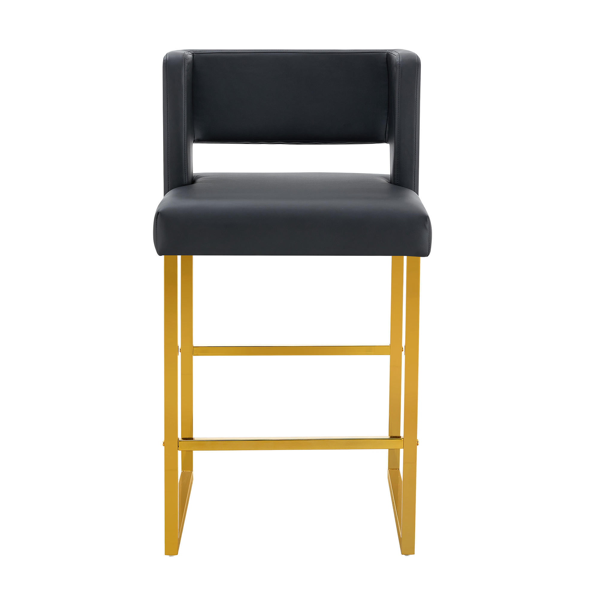 BARSTUHL 2er-Set 91,4 cm PU-Leder Black+Gold - Goldfarben, Metall (53.3/91.4/48.1cm) - Meubliv