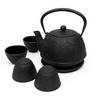 GUSSEISENKANNE Koga 1200 ml mit Tassen und Untersetzer - Schwarz, Metall (1.2L) - AROMELIO