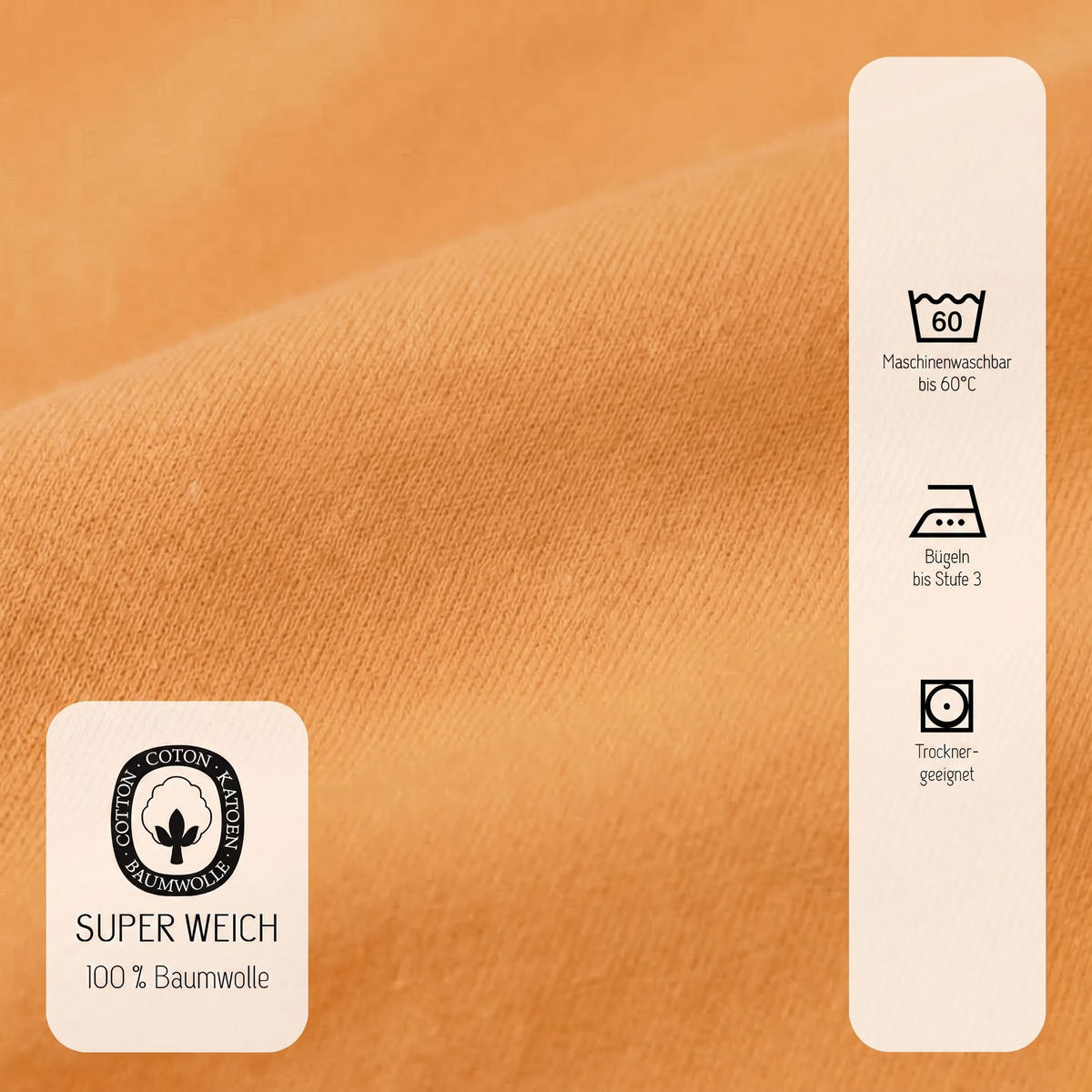 SPANNBETTTUCH Premium Jersey nektarine, 140x200 cm - 160x200 cm - Orange, Textil (160/200cm) - biberna