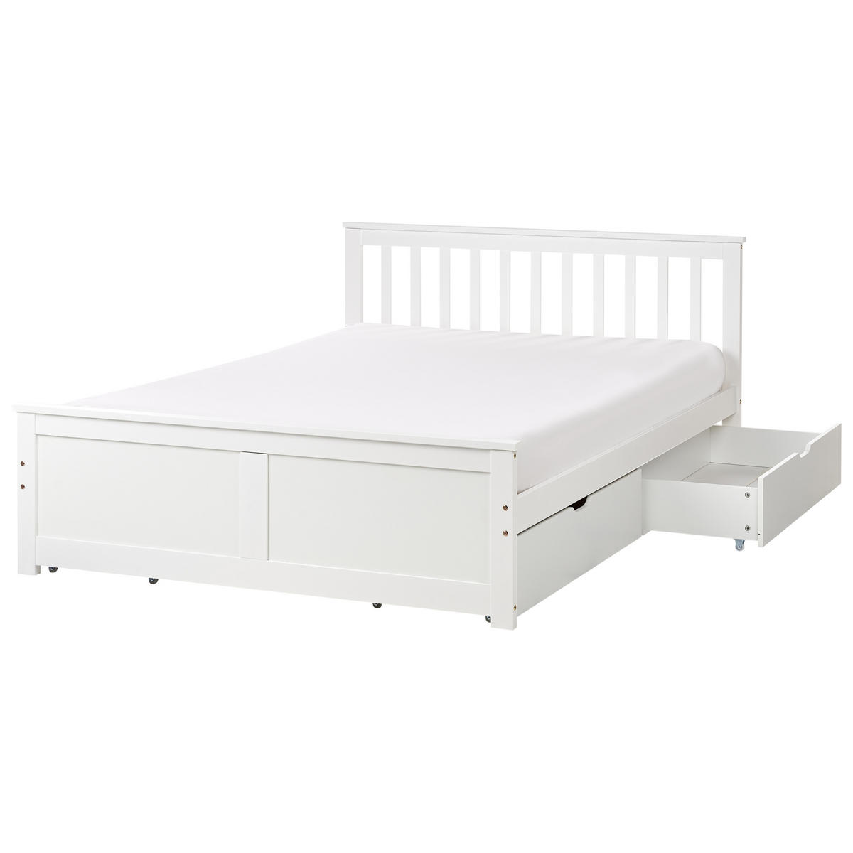BETT mit Schubladen 140x200 cm Weiß Olendon - Weiß, Holz (140/200cm) - Beliani