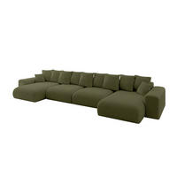 WOHNLANDSCHAFT mit Schlaffunktion ESKAR-U2-464x176x72cm Grün - Olivgrün, Holzwerkstoff/Kunststoff (176/72/464cm) - ALTDECOR