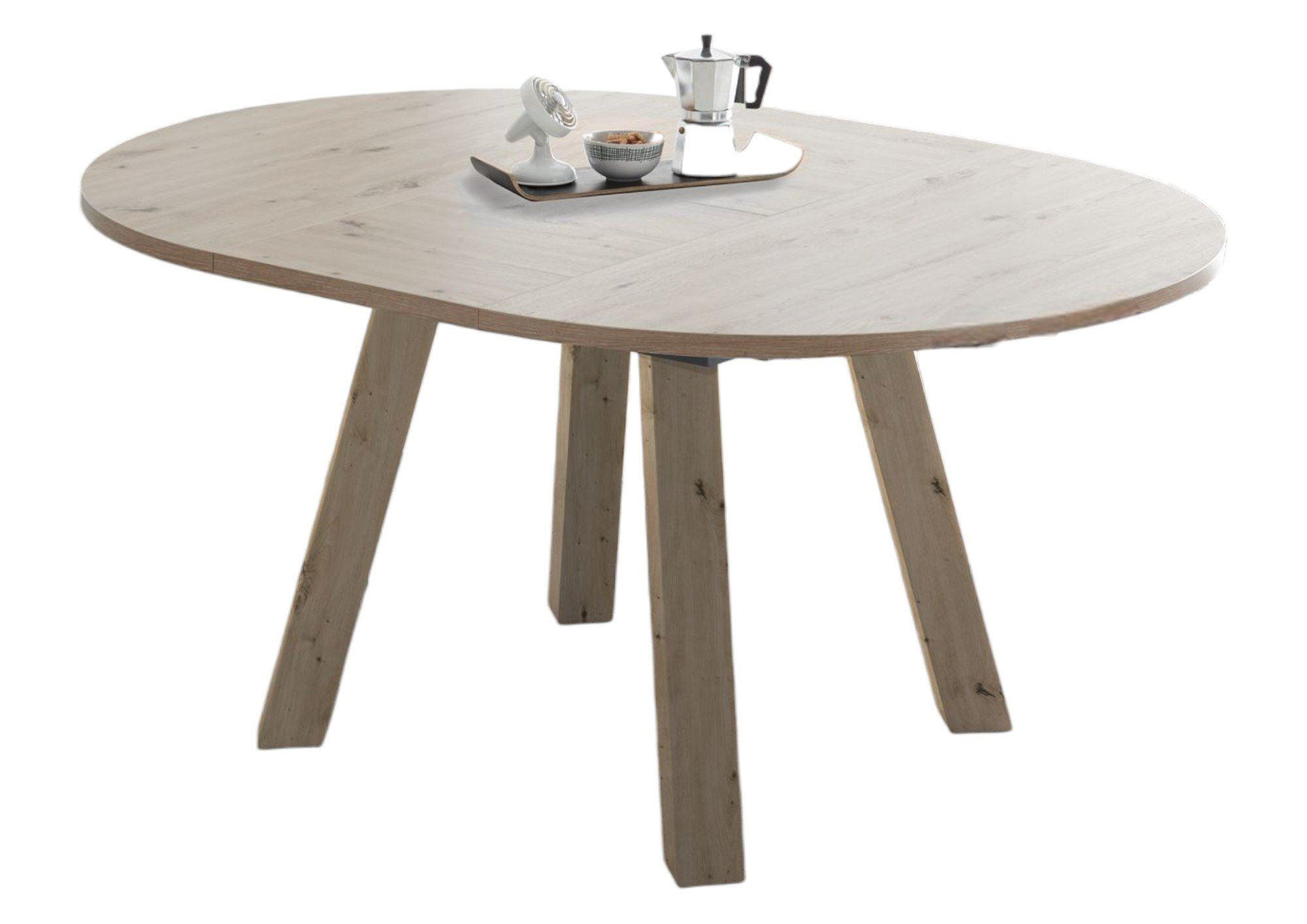 ESSTISCH Rund ausziehbar Edda 1 110 x 110 x 78 Küchentisch Asteiche - Naturfarben, Holz (110/110/78cm) - 58aufmkessel