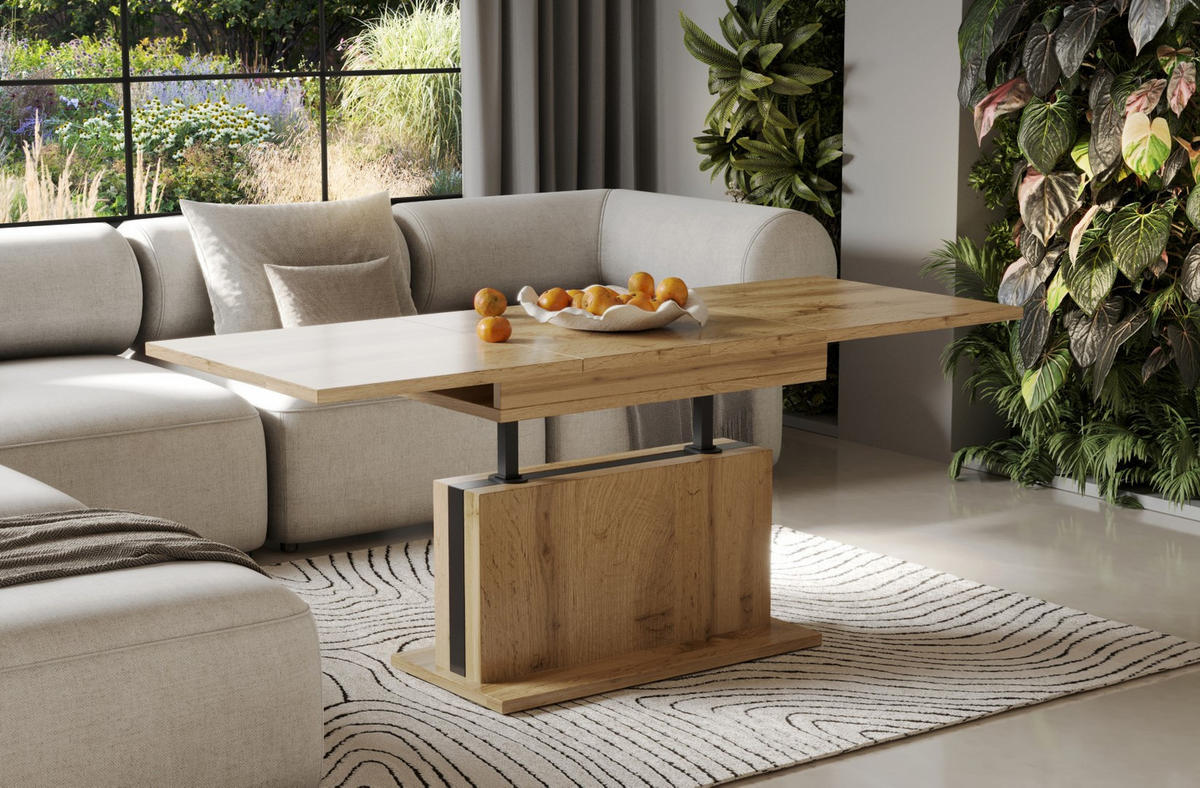 COUCHTISCH Solaris höhenverstellbar ausziehbar - Eiche Wotan, Holzwerkstoff (110/65/58cm) - Endo-Moebel