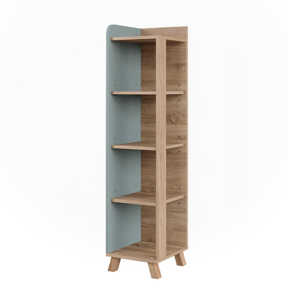 BADRUMSHYLLA Karen Sonoma/blå 30x128 cm med 4 fack Sonoma ek, Mörkblå 128/30/35 cm