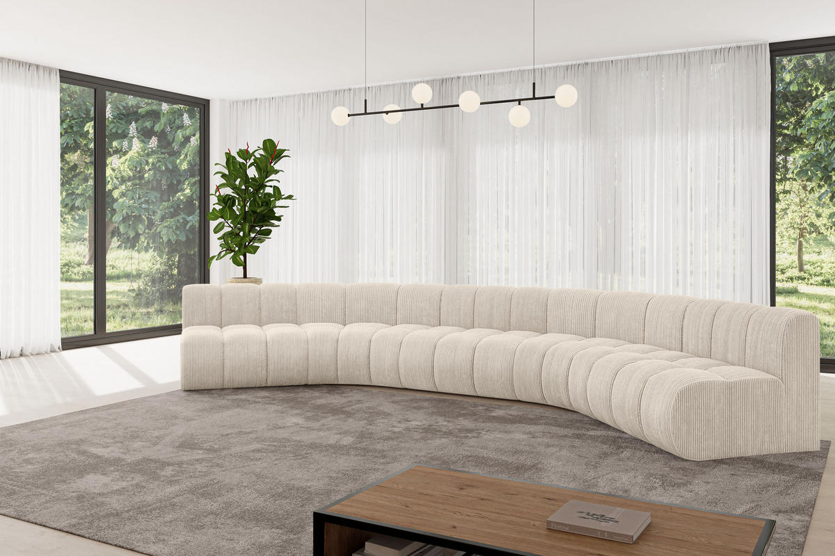 WOHNLANDSCHAFT modulares Sofa Montra-U1 - 490x174x70 cm Beige - Beige, Holzwerkstoff/Textil (490/70/174cm) - ALTDECOR