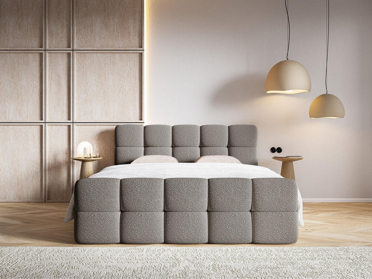 BOXBETT Cloudy Grau Boucle-Bezug 160/200 cm - Grau, Textil (160/200cm) - Selsey