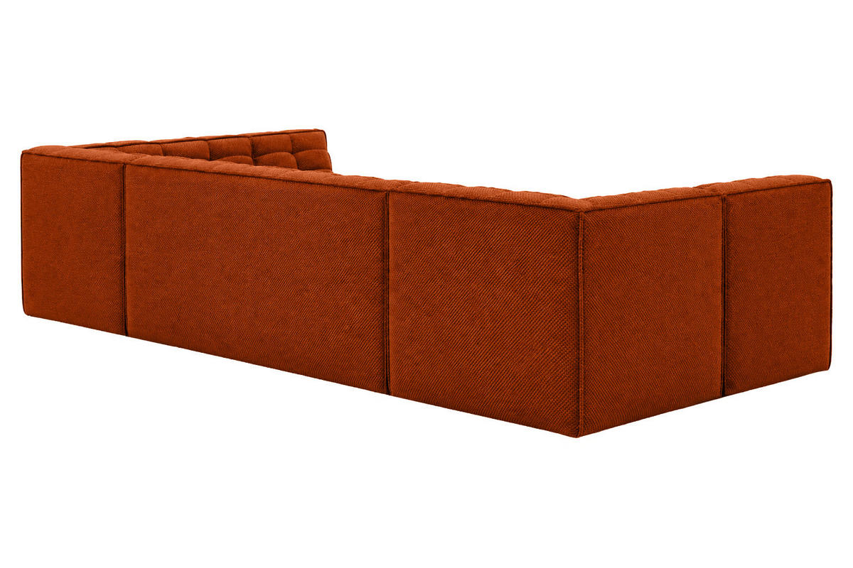 ECKSOFA Modulares U-Form, Plüschstoff Pop, Kupfer, LAZY U Medium - Kupferfarben, Holz (386/76/173cm) - Kaiser Möbel