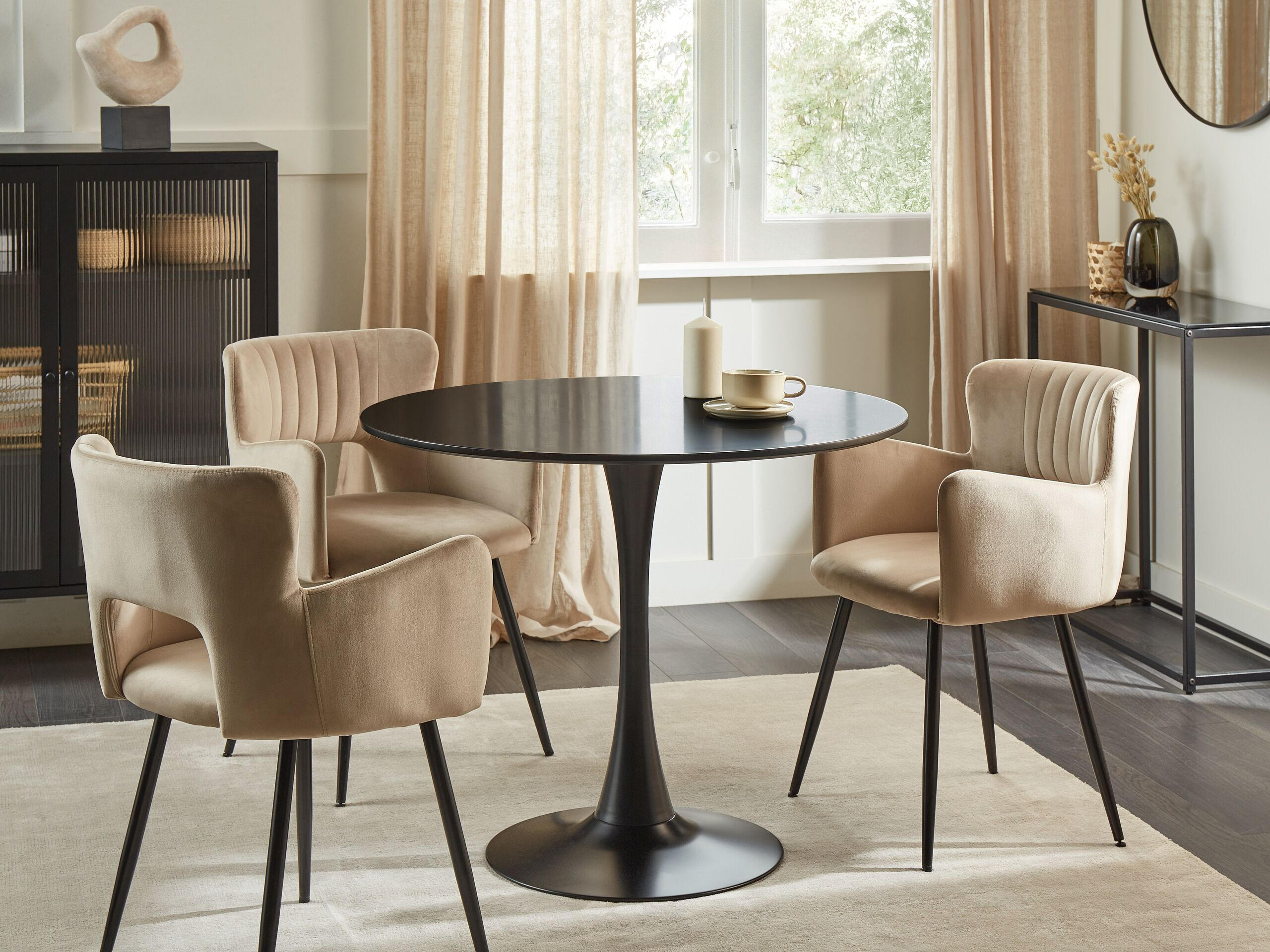 ESSTISCH 90/90/73 cm Schwarz Rund Boca - Schwarz, Holzwerkstoff (90/90/73cm) - Beliani