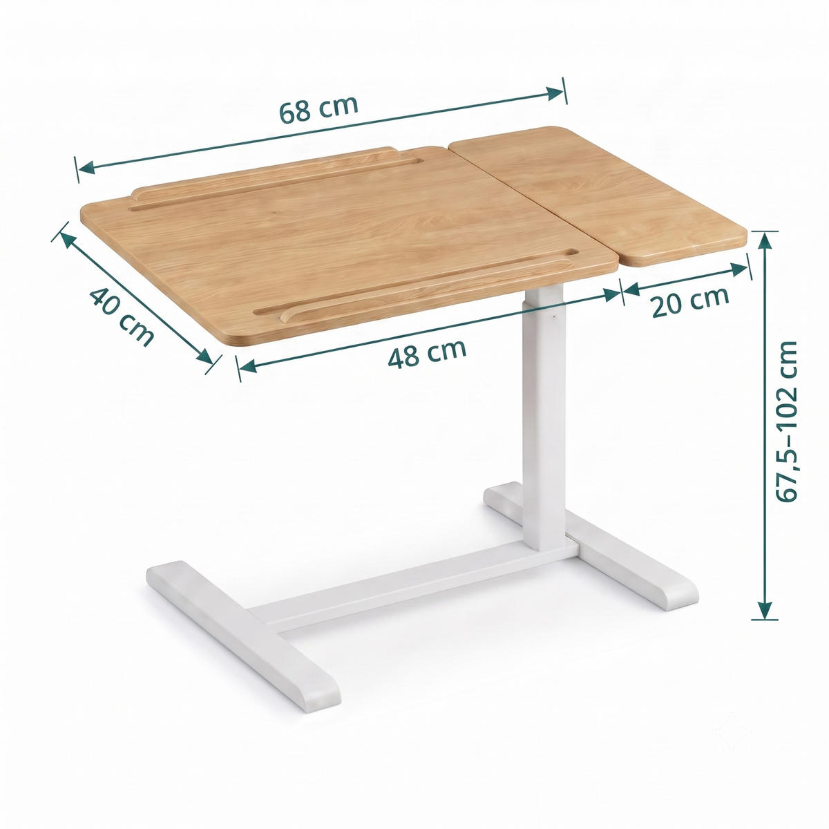 STEHPULT Natur Weiß höhenverstellbar auf Rollen - Multicolor, Holzwerkstoff/Metall (40/68/102cm) - Relaxdays