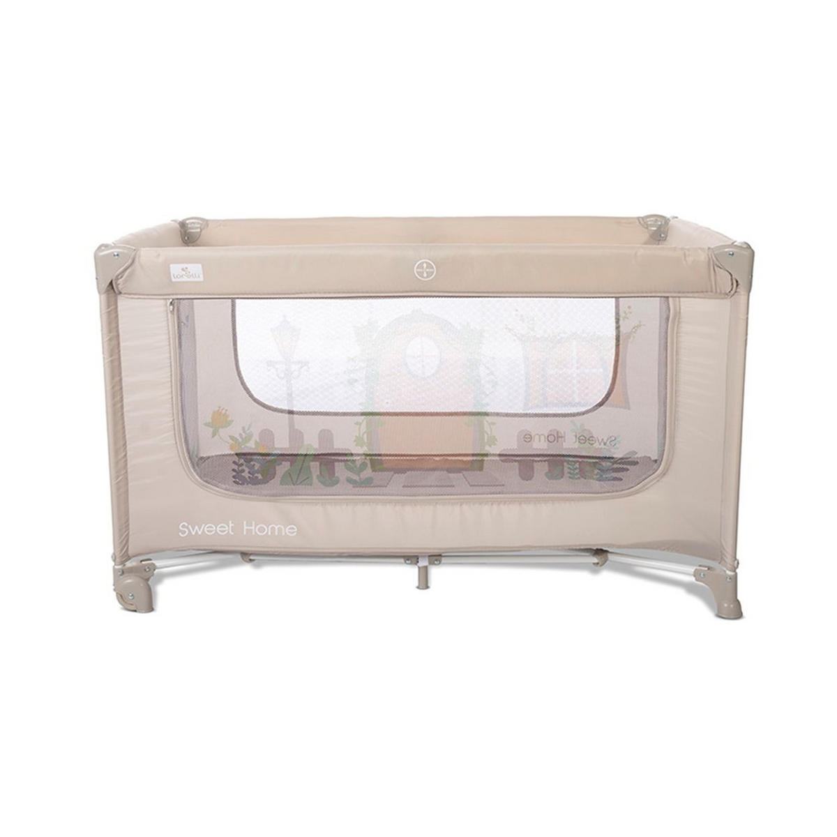 REISEBETT Sweet Home 2 Ebenen beige mit Dach faltbar Räder Matratze Tasche - Beige, Kunststoff (120/60cm) - Lorelli