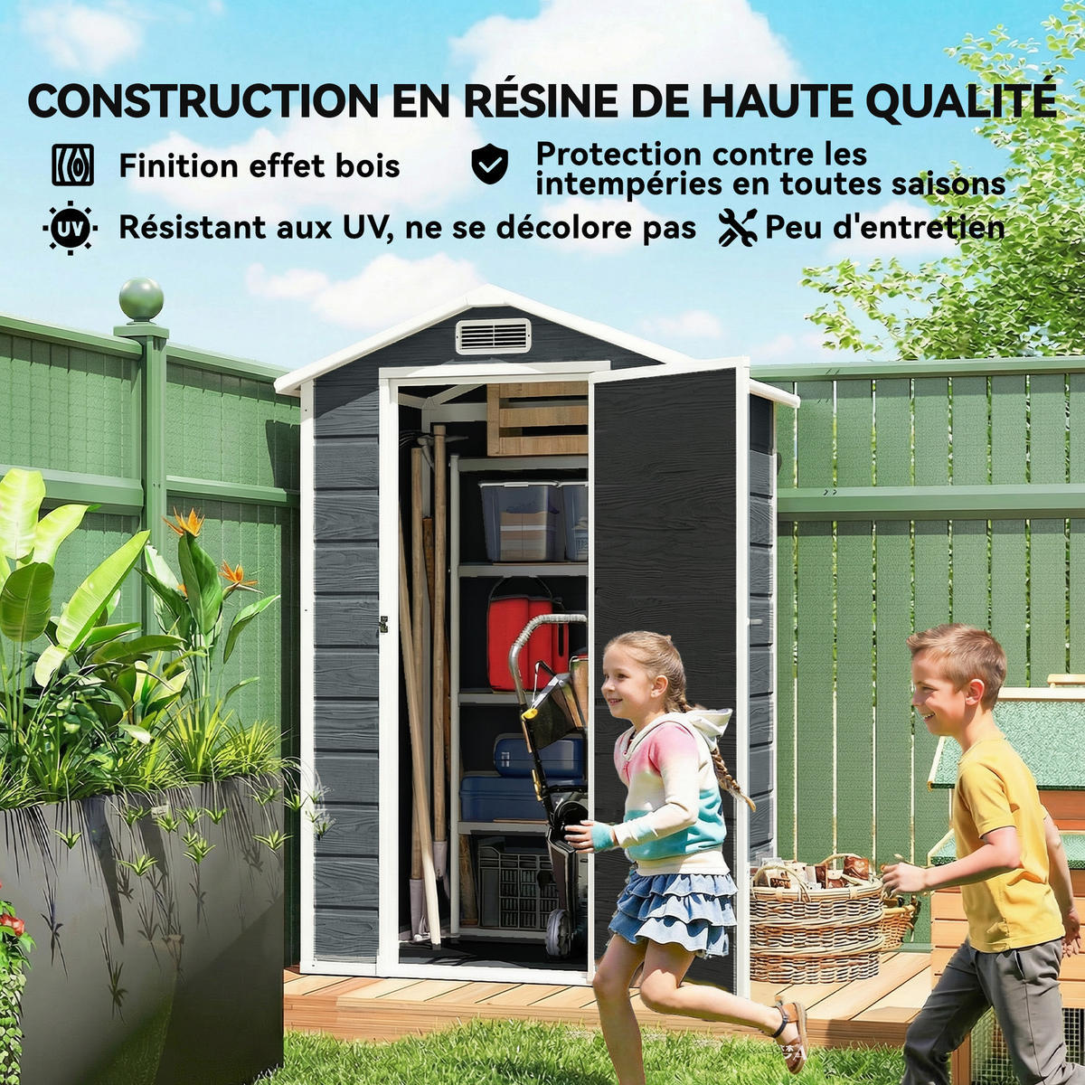 GERÄTEHAUS DE-16897 128x104x196 cm mit Boden & Fenster Grau - Grau, Kunststoff (104/196/128cm) - ComfortXL