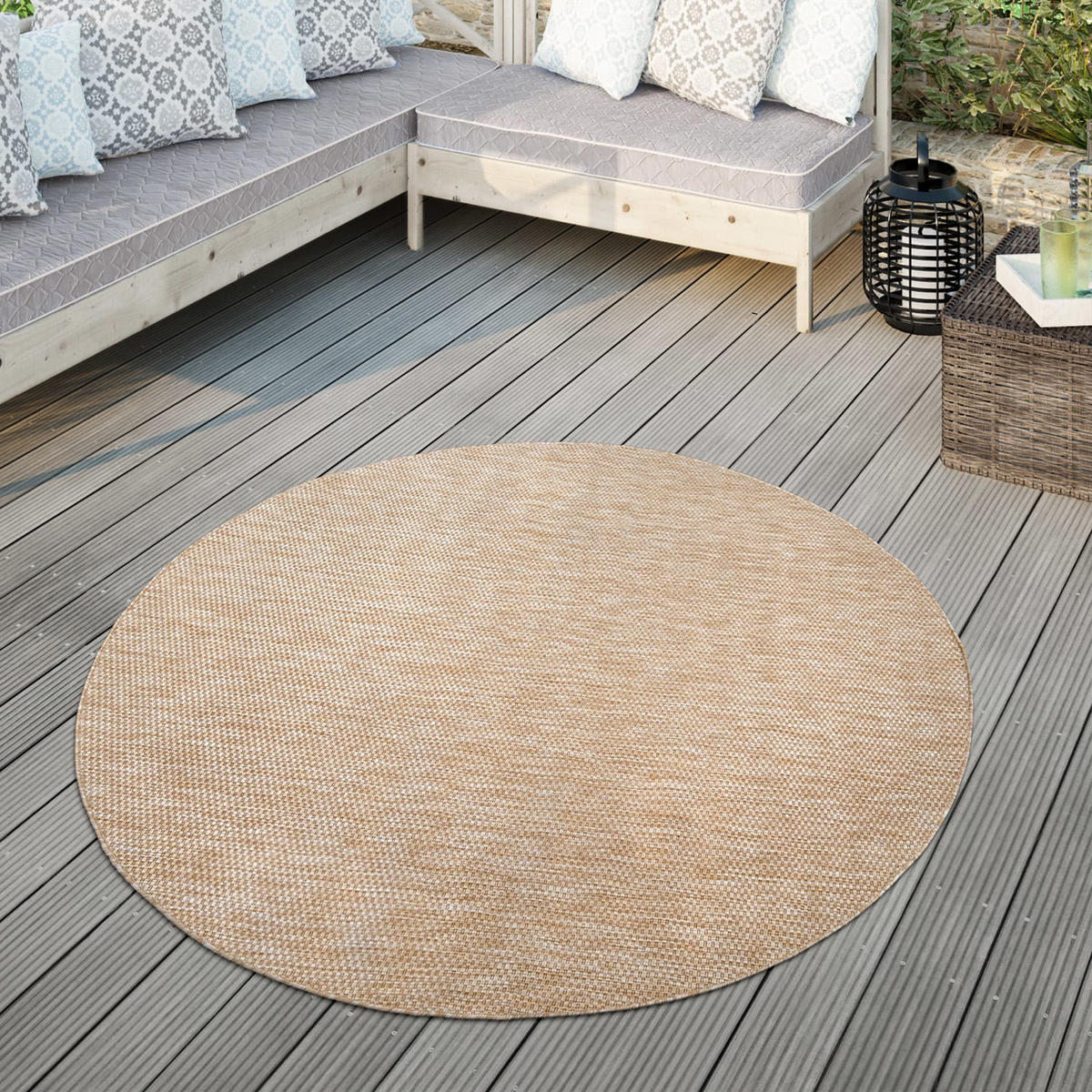 OUTDOORTEPPICH Beige Ø 120 cm - Beige, Kunststoff (120/120cm) - TT Home