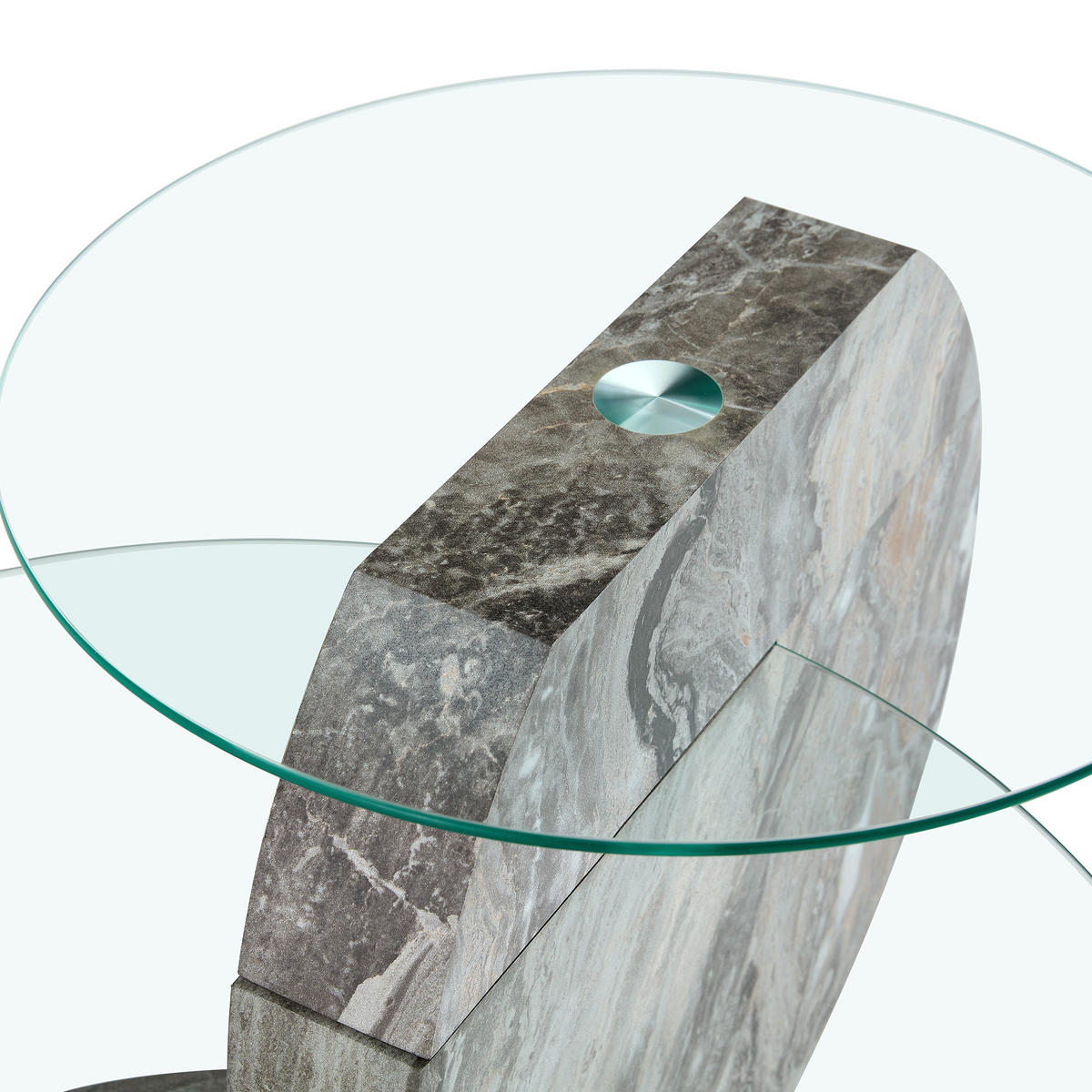 COUCHTISCH 70/70/43 cm grau transparent aus MDF Glas mit 2 Ebenen - Transparent, Holzwerkstoff (90/70/44cm) - OKWISH