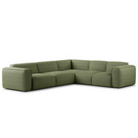 ECKSOFA mit Rundecke - Schwarz/Grün, Kunststoff/Textil (325/260cm) - home24