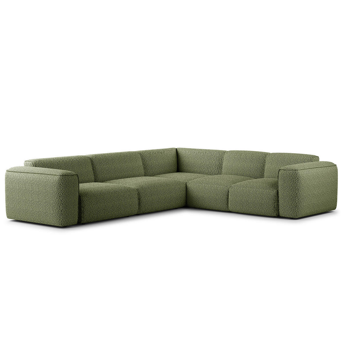 ECKSOFA mit Rundecke - Schwarz/Grün, Kunststoff/Textil (325/260cm) - home24