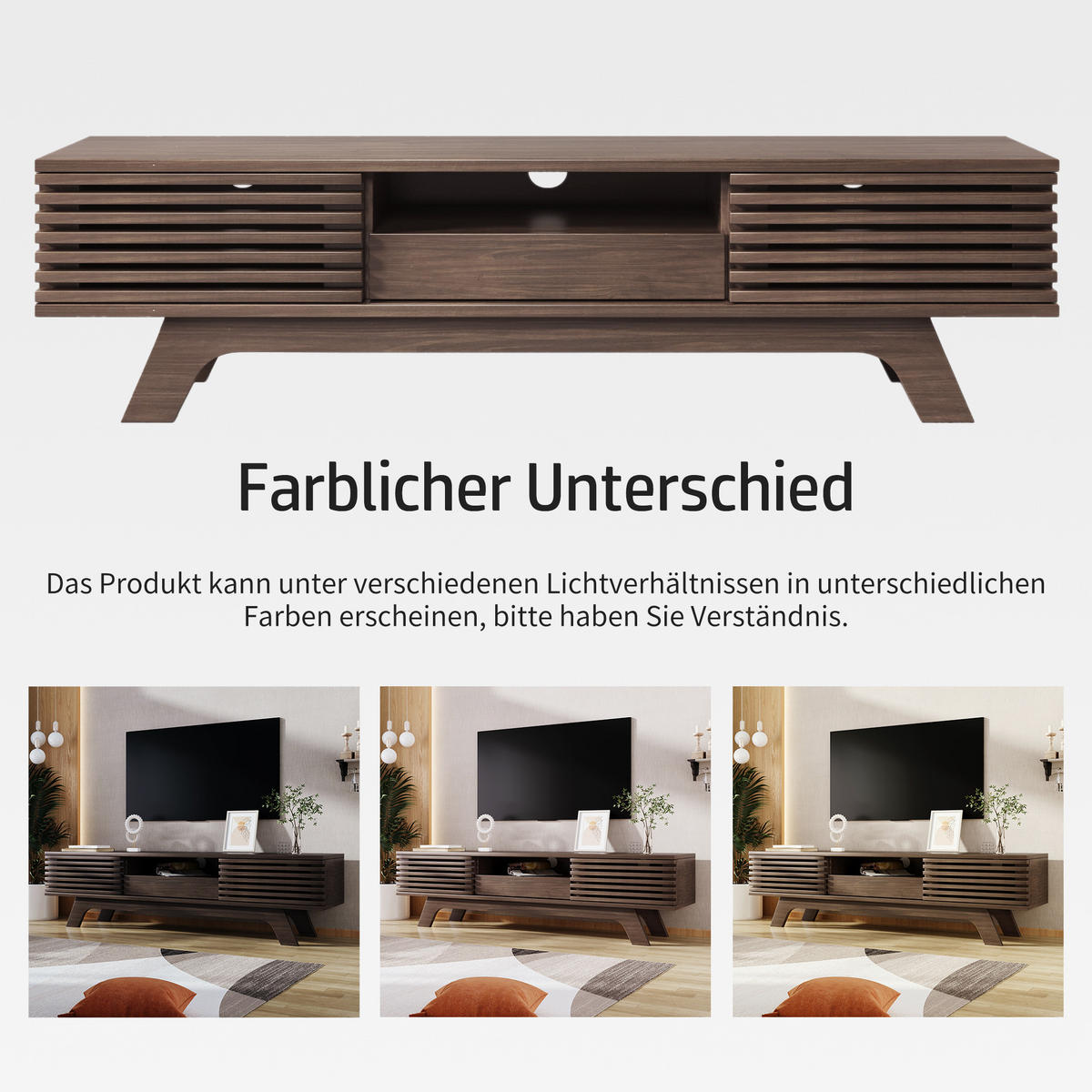 LOWBOARD in Vintage-Holzfarben TV-Schrank mit einer Schublade und zwei Türen für Wohnzimmer, B150/T35/H44 cm - Naturfarben, Holzwerkstoff/Metall (150/44/35cm) - STILVORA