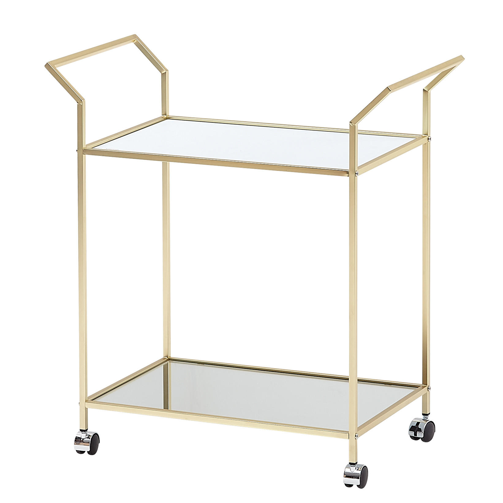 SERVIERWAGEN – Gold, Verspiegelte Ablagen, auf Rollen - Goldfarben, Glas/Metall (73/78/37cm) - KADIMA DESIGN