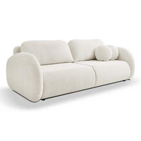 SOFA LOOP Schlaffunktion & Bettkasten PUR-Schaum Schwarze Kunststofffüße skandinavischer Stil lose Rückenkissen freistehend 234x112x86 cm White - Weiß, Holz/Textil (234/86/112cm) - DomoHome