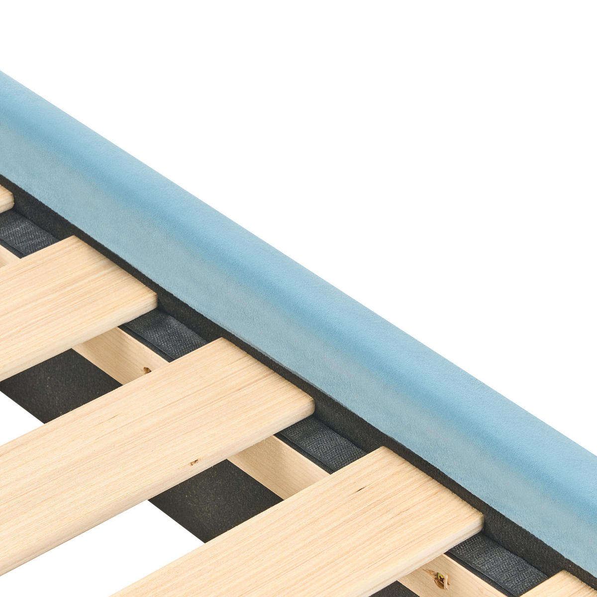 KINDERBETT 90/200 cm Hellbraun Mailles - Blau/Hellbraun, Textil (90/200cm) - Beliani