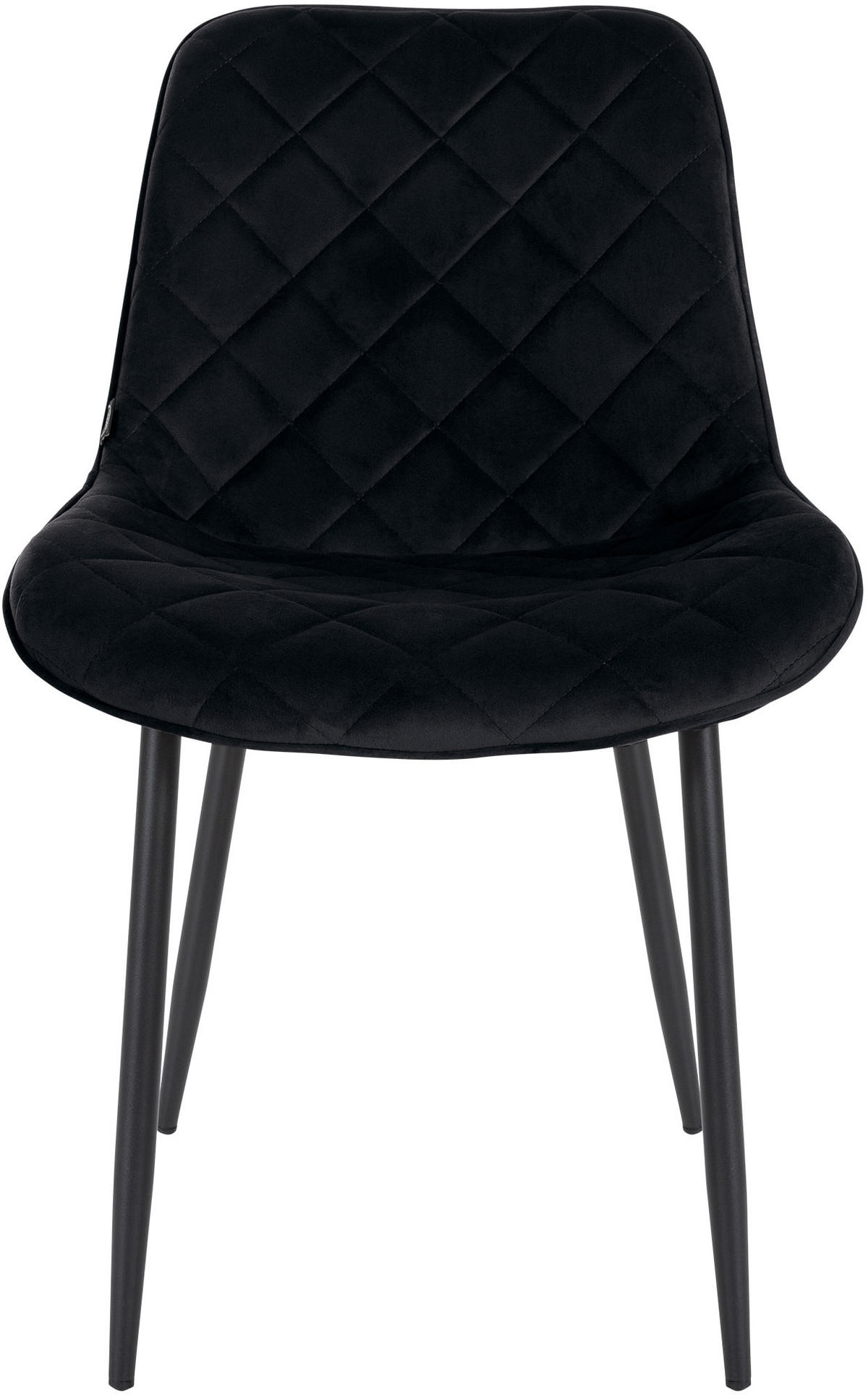 STUHL 4er Set Samt schwarz - Schwarz, Textil/Metall (53/82/60cm) - CLP