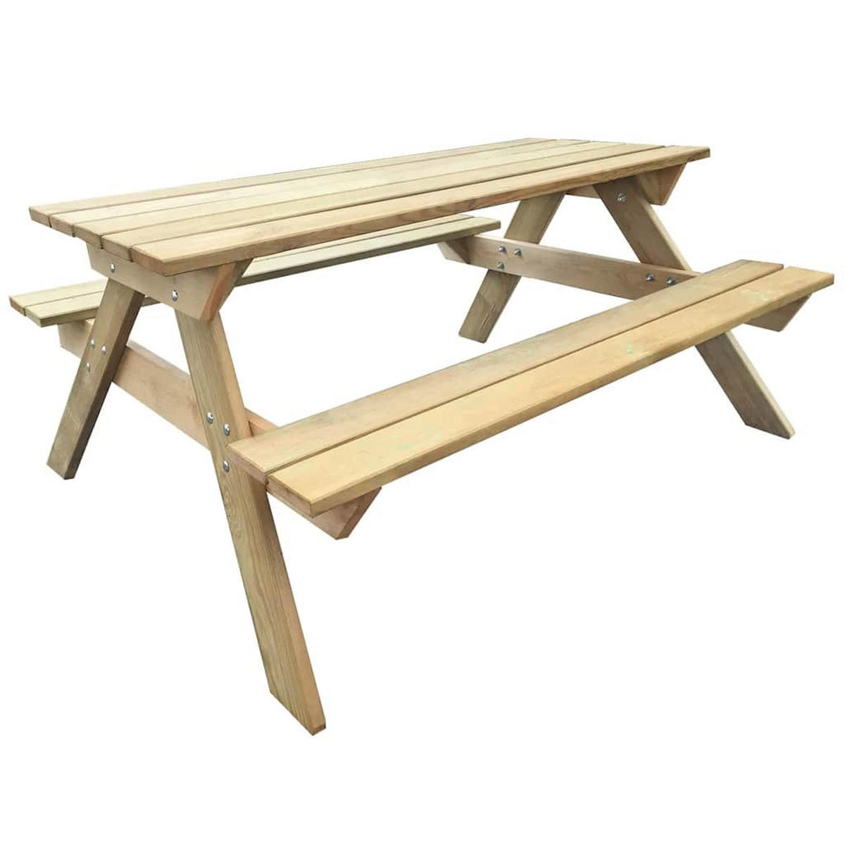 PICKNICKTISCH, 150/135/71,5 cm, aus Kiefernholz, Tischplatte 150/62 cm - Naturfarben, Holz (150/135/71.5cm) - vidaXL