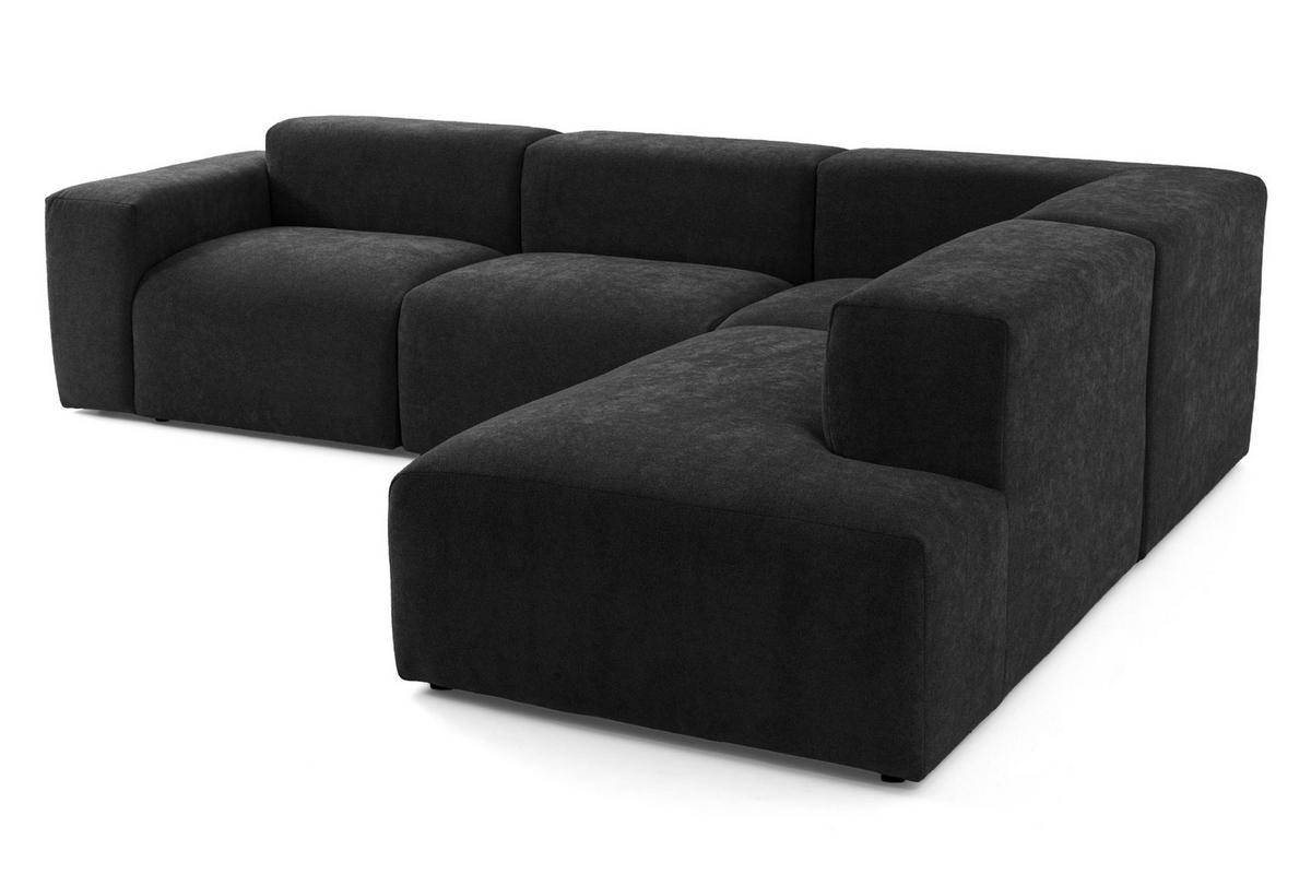 4-SITZER modulares Ecksofa HEAVEN SET 2 Rechts, Breite 300 cm Webstoff Schwarz - Schwarz, Holz/Kunststoff (245/300cm) - Muffo