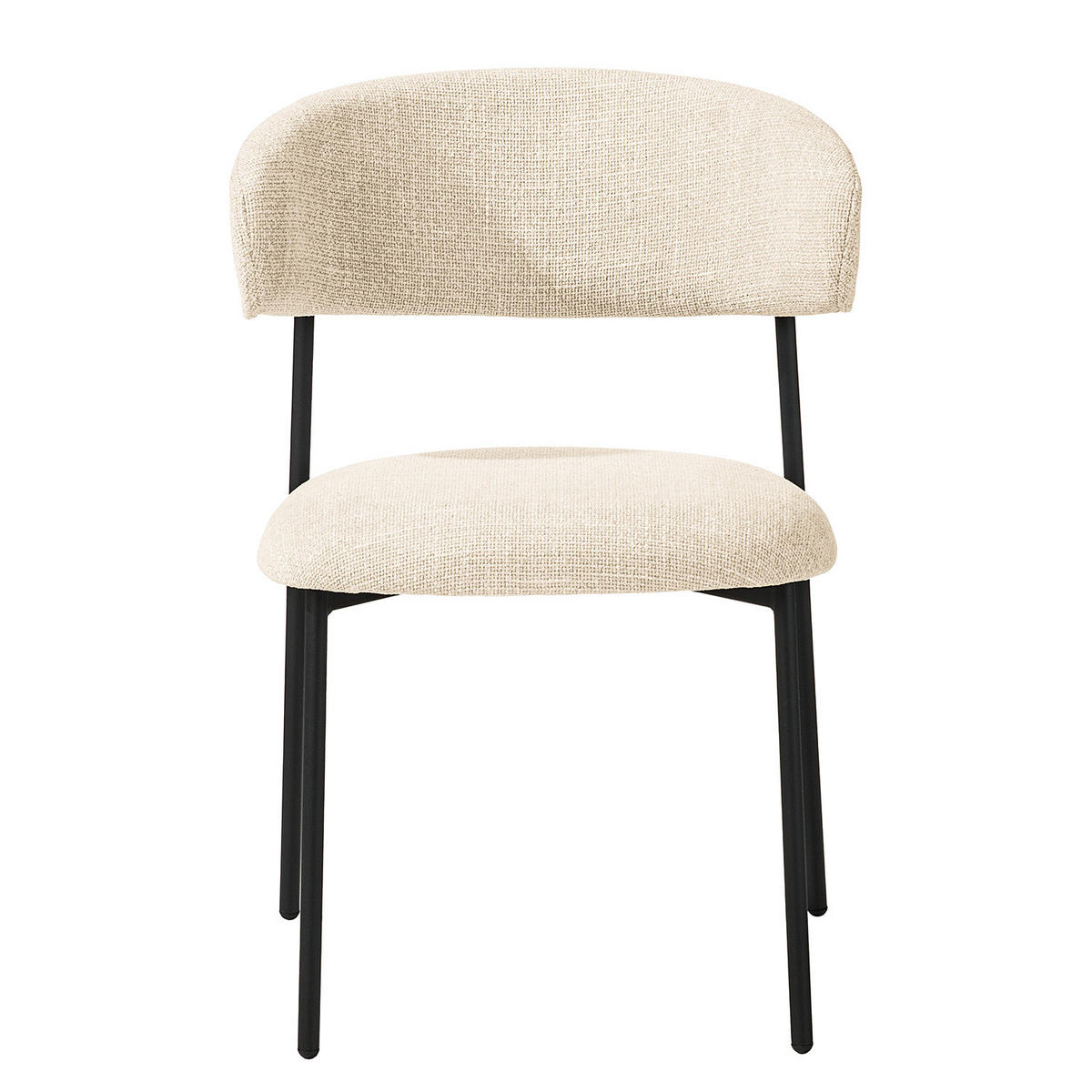 POLSTERSTUHL - Strukturstoff / Edelstahl, 2er-Set - Creme/Schwarz, Metall (58/80/54cm) - home24