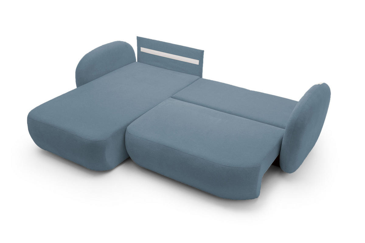 ECKSOFA OLIO L-Form Schlaffunktion mit Bettkasten, lose Rückenkissen, freistehend, LINKS 174x248 cm Light blue - Hellblau, Holz/Textil (174/248cm) - DomoHome