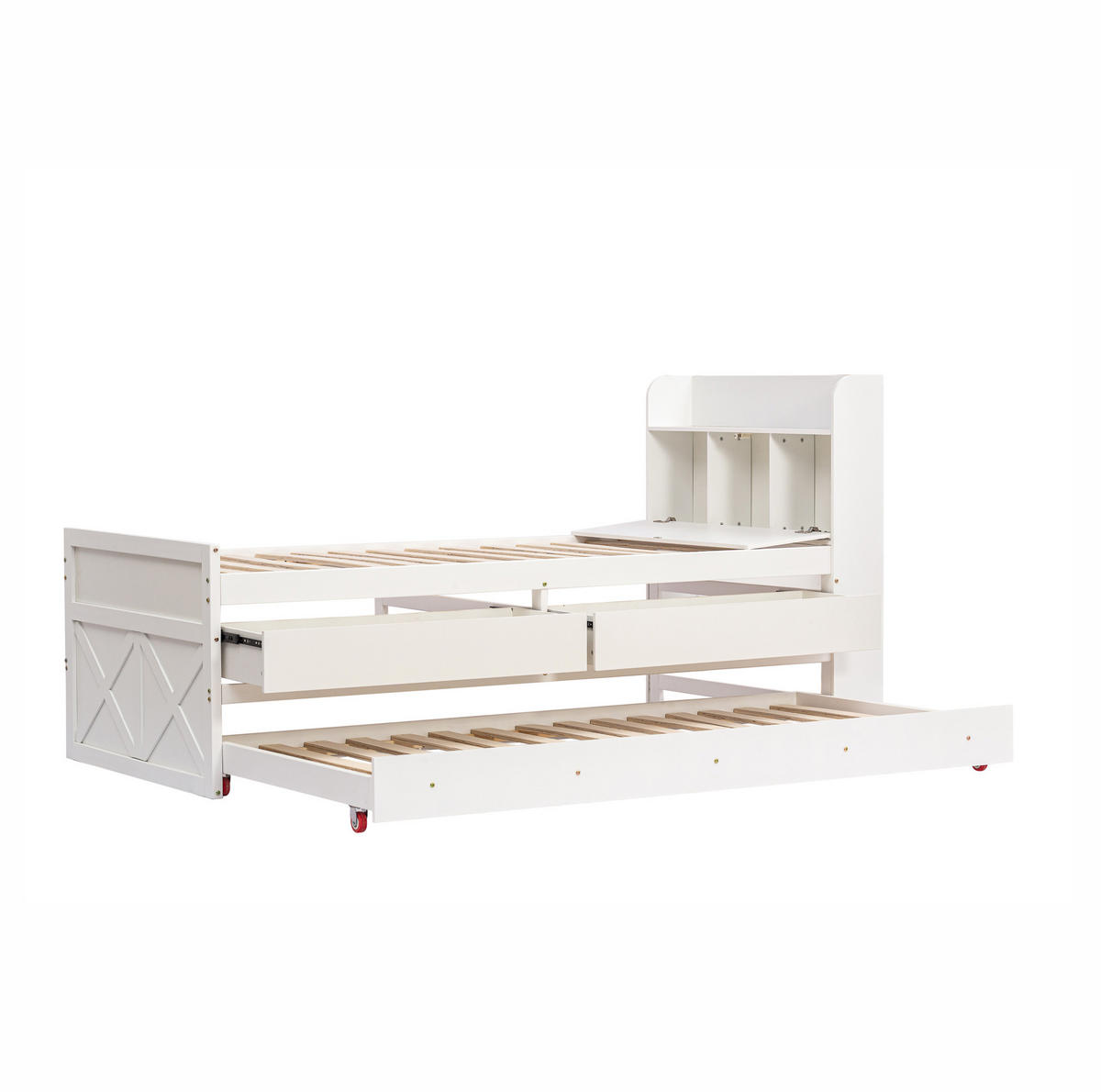 BETT 90/190 cm Weiß aus Massivholz mit Bett und Schubladen - Weiß, Holz (90/200cm) - OKMYHOME
