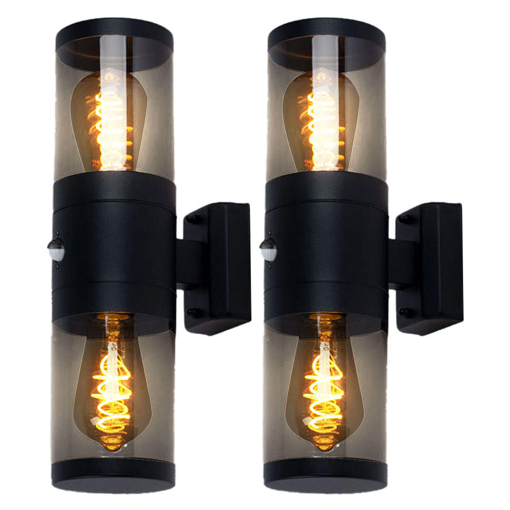 LED AUSSEN-WANDLEUCHTE Edelstahl Schwarz 2er Set - Schwarz, Metall (10.2/42/10.2cm) - Globo Lighting