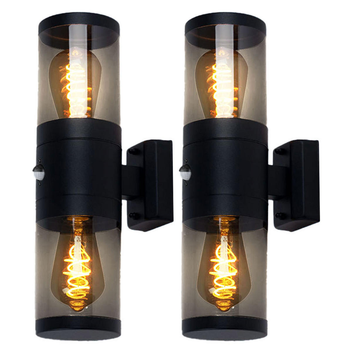 LED AUSSEN-WANDLEUCHTE Edelstahl Schwarz 2er Set - Schwarz, Metall (10.2/42/10.2cm) - Globo Lighting