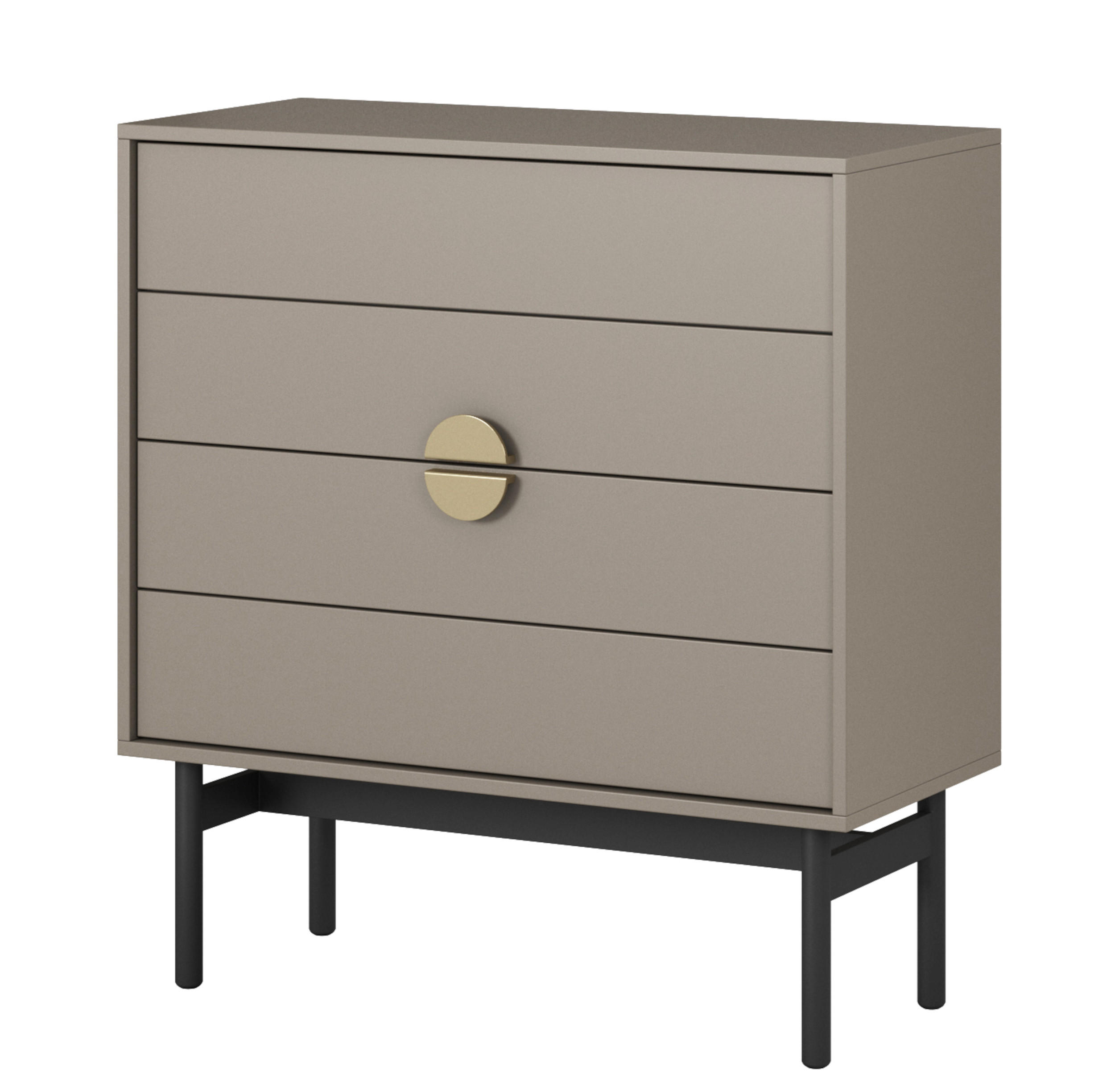 KOMMODE Stoon Steingrau 85,5 cm - Beige/Goldfarben, Holzwerkstoff/Metall (85.5/93/38cm) - Selsey