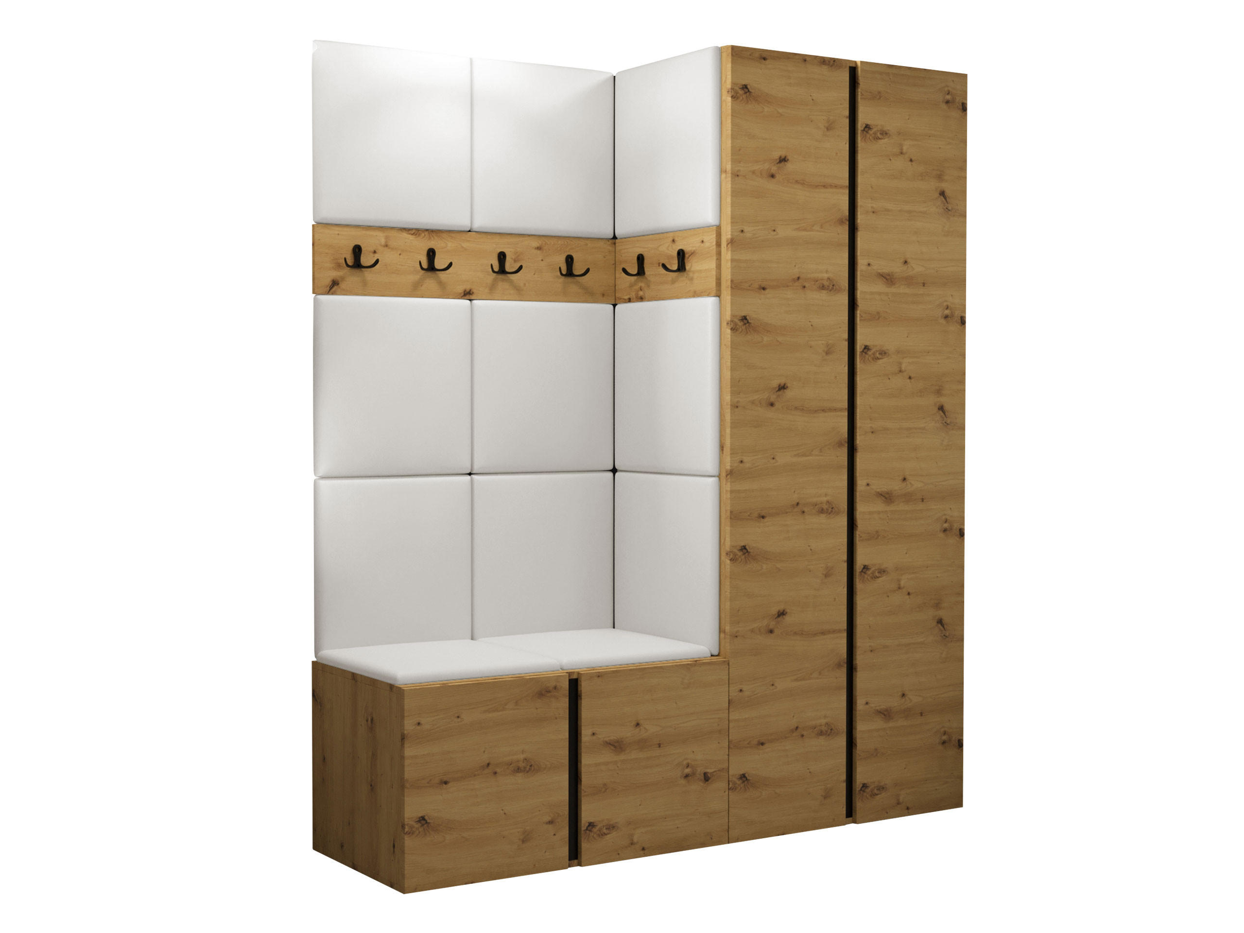 GARDEROBEN-SET Orion III - Eiche Artisan/Weiß, Holzwerkstoff/Kunststoff (158/186/46cm) - MIRJAN24