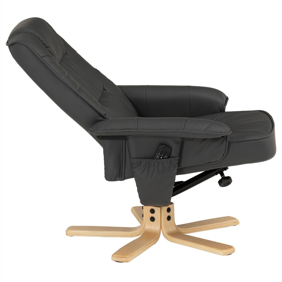 RELAXSESSEL KUNSTLEDER, SET MIT HOCKER CHARLY - Grau, Textil (76/87/61cm) - IDIMEX