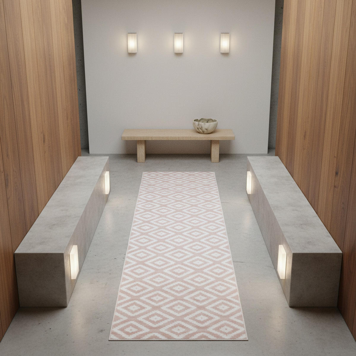 TEPPICH Kurzflor INN in Rosa, geometrisch, 80 x 300 cm - Rosa, Textil (80/300cm) - KADIMA DESIGN