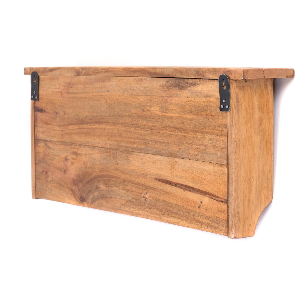 WANDGARDEROBE VINTAGE 70 Recyclingholz massiv, 4 Doppelhaken, 4 Fächer, Ablage 08 honigfarben gewachst - Honig, Holz (70/27/11cm) - DESIGN DELIGHTS