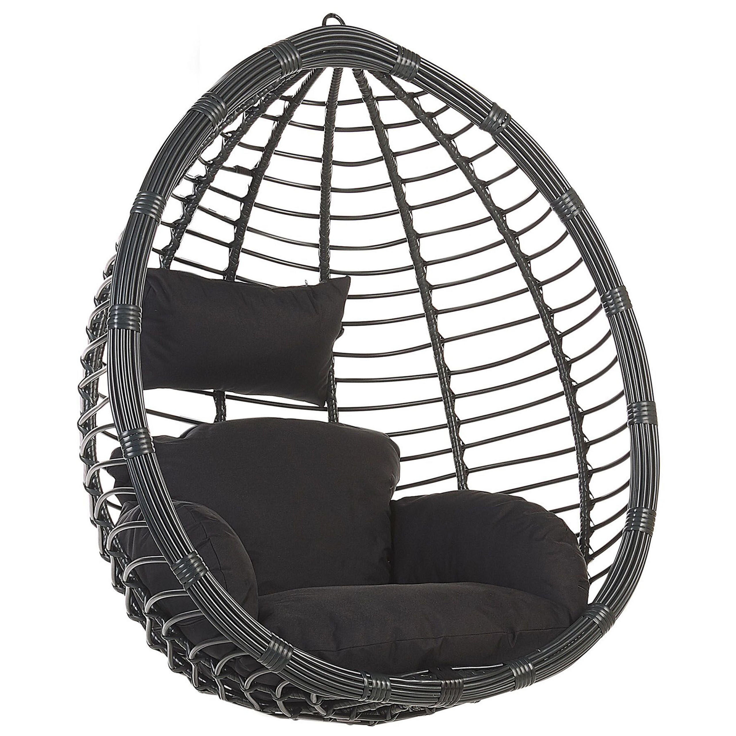 HÄNGESESSEL PE Rattan schwarz 106 cm Tollo - Schwarz, Kunststoff (106/116/74cm) - Beliani
