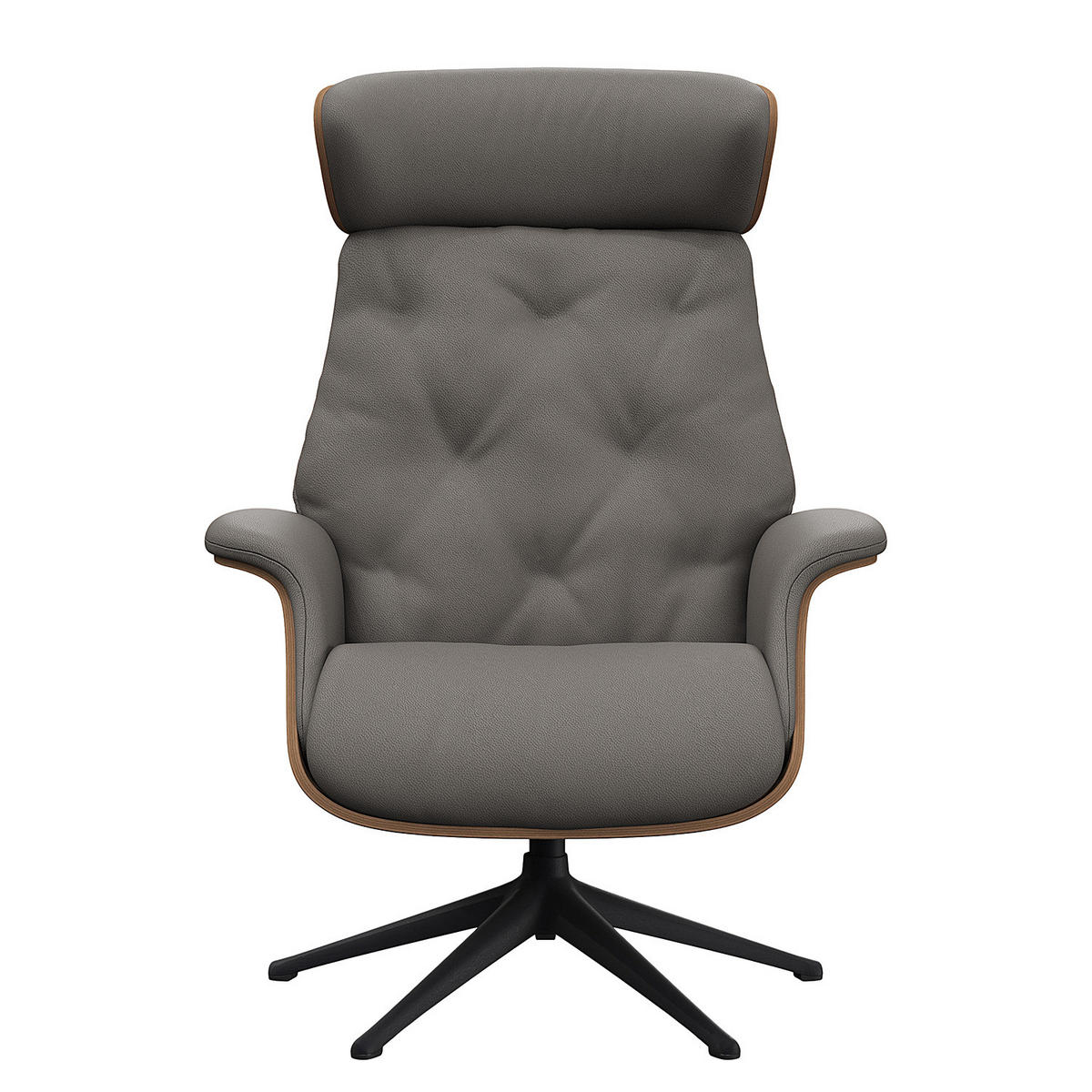 RELAXSESSEL - Echtleder - Schwarz/Grau, Leder/Metall (83/118/83cm) - home24