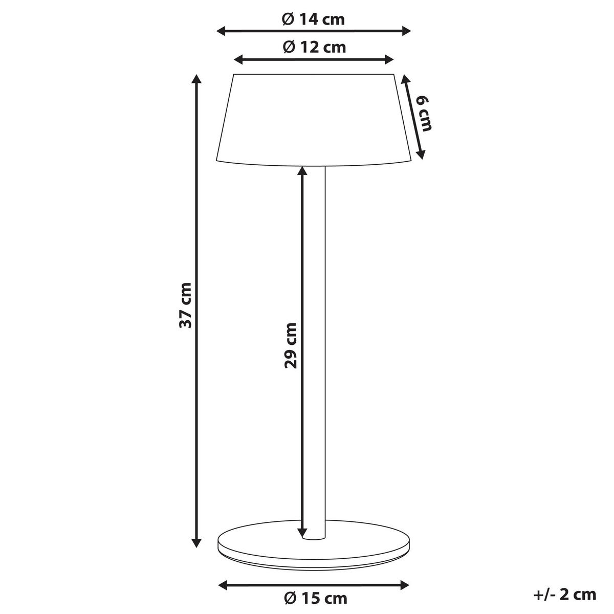 KABELLOSE LED Tischlampe mit Dimmer Metall Schwarz Guder - Schwarz, Metall (15/15/36cm) - Beliani