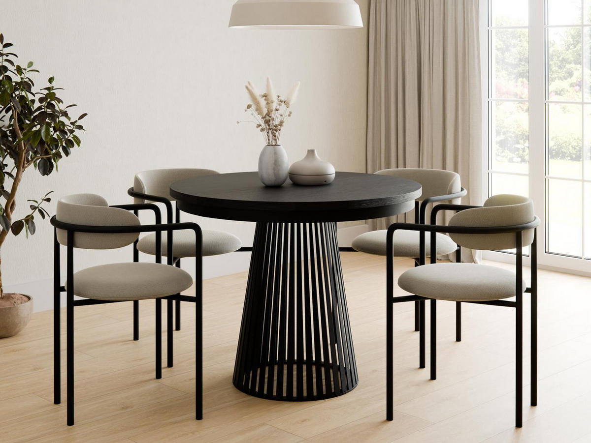 ESSTISCH ausziehbar 100-180 Schwarz Holz DAST - Schwarz, Holzwerkstoff (100/100/77cm) - Compleo24