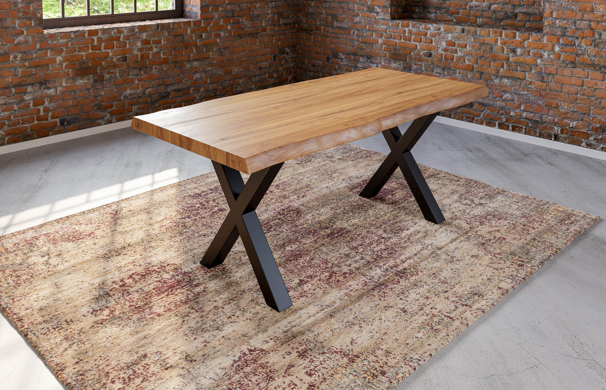 ESSTISCH XEREZ - Beige/Schwarz, Holz/Metall (100/220/79cm) - SAM