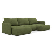 WOHNLANDSCHAFT Chenille Stoff Grün - Dunkelgrün/Schwarz, Kunststoff/Textil (290/86/148cm) - Makamii