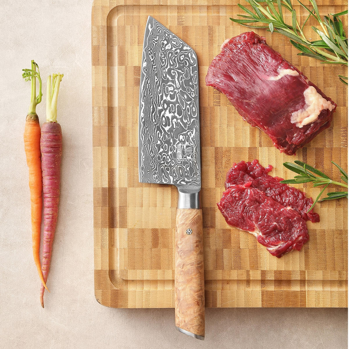 NAKIRIMESSER 16 cm - Birkefarben, Holz/Metall (30cm) - Zayiko