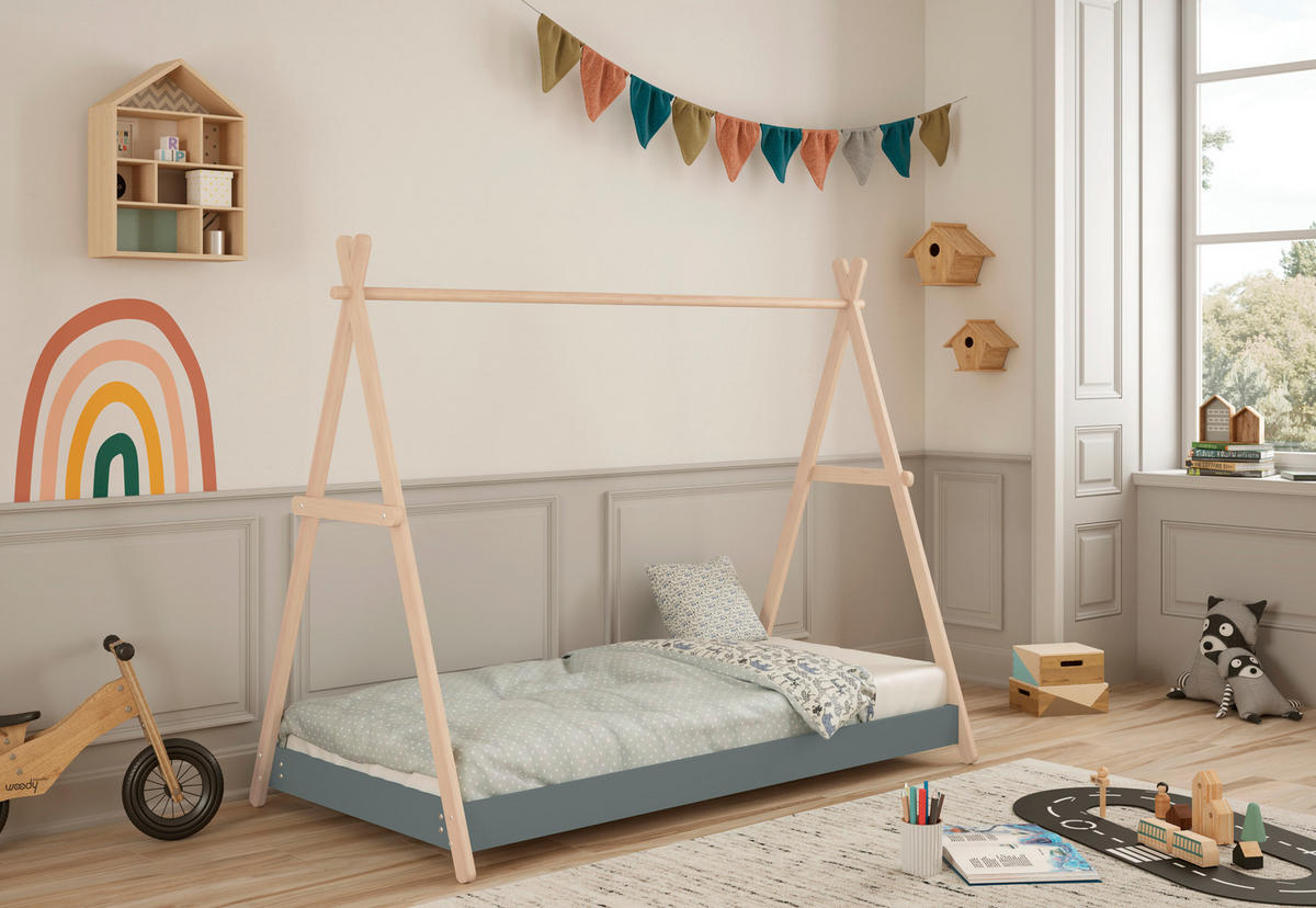 TIPIBETT Trufa Grün 209/104/160 cm - Grün, Holz (90/200cm) - Calicosy