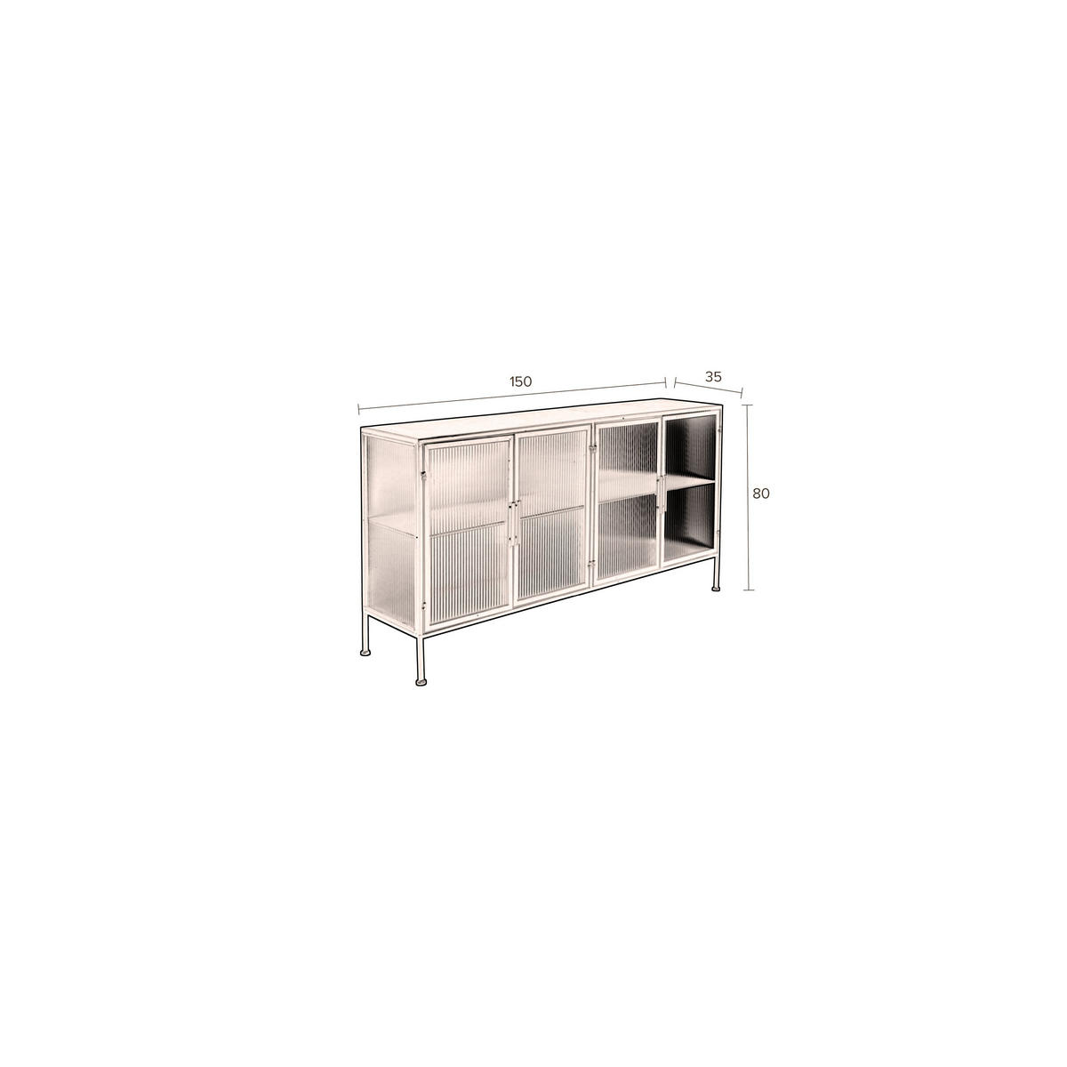 SIDEBOARD Boli Niedrig Metal Black - Schwarz, Metall (150/80/35cm) - Dutchbone