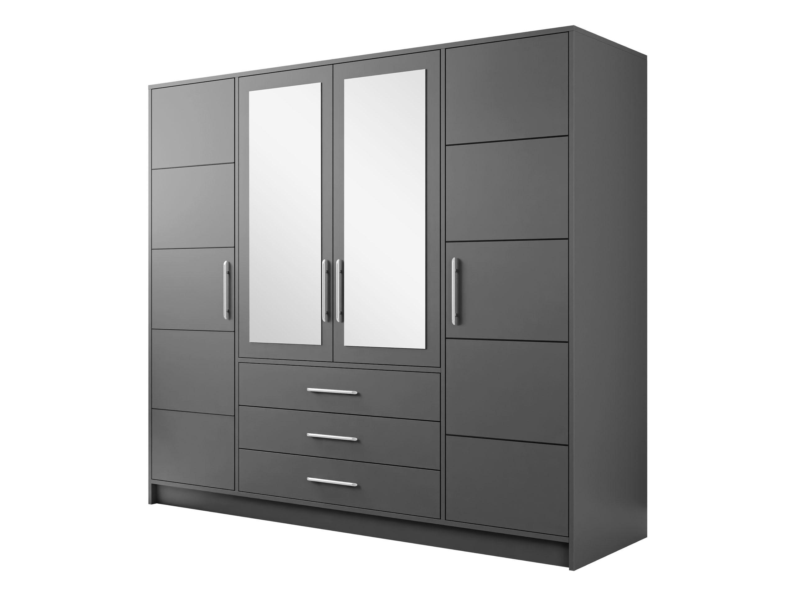 KLEIDERSCHRANK Bali D4 - Silberfarben/Graphitfarben, Holzwerkstoff (196/200/58cm) - MIRJAN24