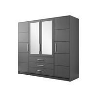 KLEIDERSCHRANK Bali D4 - Silberfarben/Graphitfarben, Holzwerkstoff (196/200/58cm) - MIRJAN24